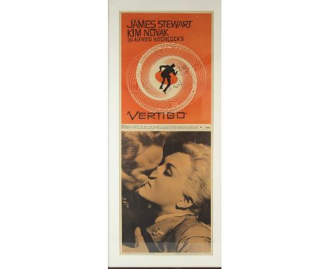 Alfred Hitchcock's Vertigo (1958) US Insert film poster, starring James Stewart, framed, 14 x 36 inches. Condition Report:  N