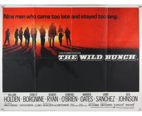 The Wild Bunch (R-1970's) British Quad film poster, classic Peckinpah western, folded, 30 x 40 inches. 