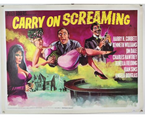 Carry On Screaming (1966) British Quad film poster, artwork by Tom Chantrell, starring Kenneth Williams & Harry Corbett, Angl