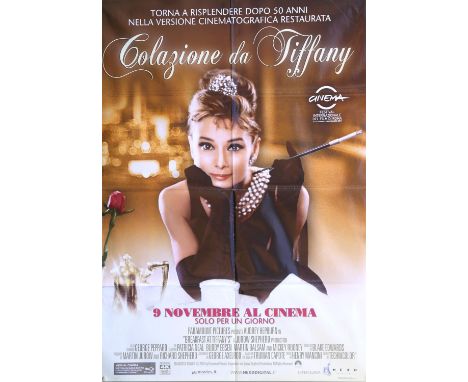 Breakfast at Tiffany's (R-2011) Italian One Panel film poster, starring Audrey Hepburn, folded, 39 x 55 inches. 
