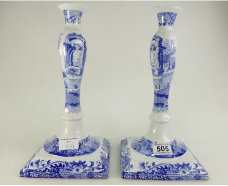 Pair large Spode candlesticks in the Italian design, height 33cm