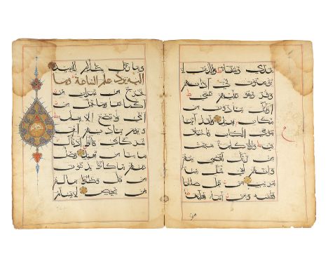 Two detached Bihari Qur'an bifolios,Central India, 15th/16th century,Arabic manuscript on paper, possibly part of Juz' XXX, 1