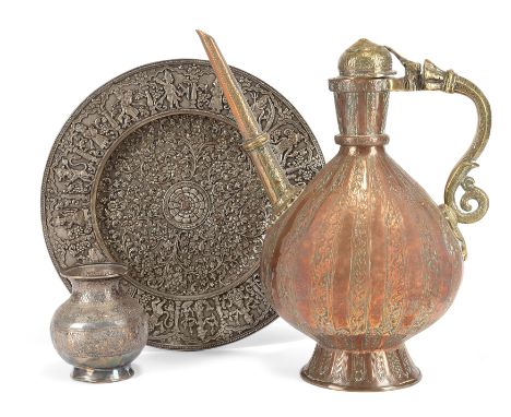 Three electrotypes : A Mughal style ewer, a Kutch style dish and a lotaElkington & Co., Birmingham, United Kingdom (1829–1963