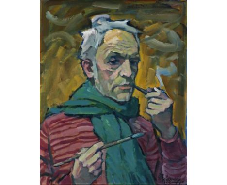   Heinrich Emil Adametz  1884 Düsseldorf - 1971 Berlin - "Selbstportrait" - Öl/Holz. 60 x 48,5 cm. Sign. und dat. r. u.: H. E