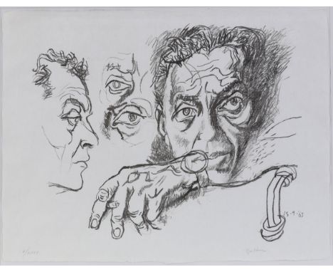   Renato Guttuso  1911 Bagheria - 1987 Rom - Autoritratto con orologio (Selbstbildnis mit Uhr) - Lithografie/Japanbütten. IV/