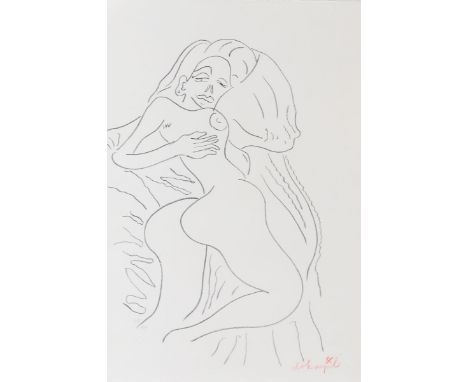   Jiri Georg Dokupil  1954 Krnov - Liegender weiblicher Akt - Lithografie/Papier. 25/50. 49 x 32 cm, 56,7 x 38,5 cm. Sign. r.