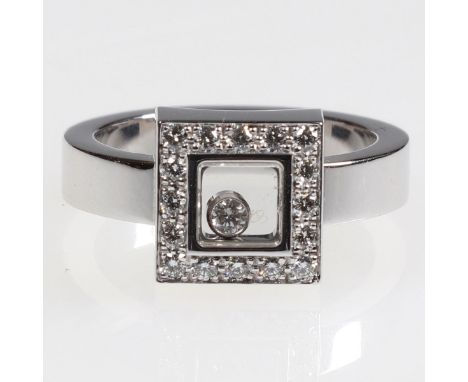   Chopard - Happy Diamonds Ring als Quadrat  Fa. Chopard, Schweiz. Kollektion: "Happy Diamonds". 750/- Weißgold, gestemp. Gew