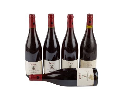 RUDOLF FÜRST 5 Flaschen Burgunderweine 2001, 2008, 2009, 2011, Region: Franken, Bayern, Deutschland, Rebsorten: 3 x Spätburgu