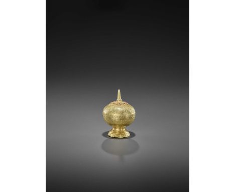 Burma, 18th-19th century. The small yet impressively crafted box and cover of compressed globular form with a splayed foot, t