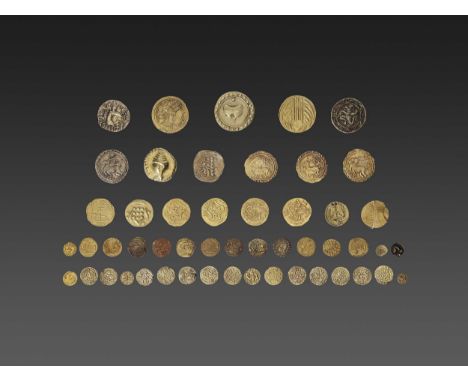 Southeast Asia, 1st millennium AD. The coins were excavated in Myanmar, in what was formerly the territory of Champa, each of