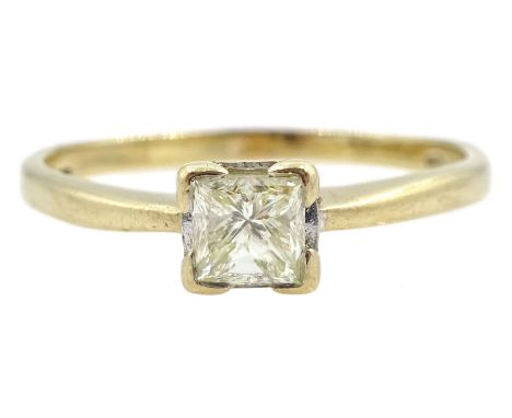 9ct gold single stone princess cut diamond ring, stamped 375, diamond approx 0.50 carat Condition Report:Approx 1.85gm, size 