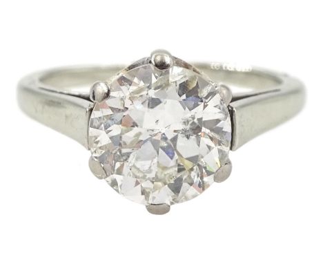 18ct white gold single stone round cut diamond ring, stamped 750, diamond approx 1.90 caratCondition Report:Approx 3.75gm, si