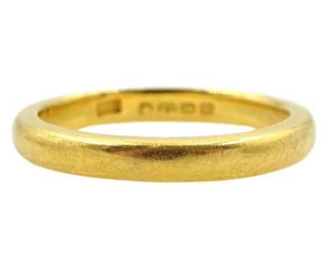 Early 20th century 22ct gold wedding band, Birmingham 1928Condition Report:Approx 6.2gm, size Q-R, band depth = 3mm