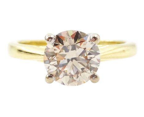 18ct gold single stone round brilliant cut diamond ring, hallmarked, diamond approx 1.50 caratCondition Report:Approx 3.2gm, 