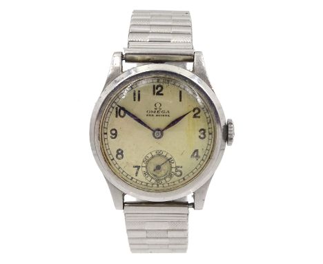Omega Fab Suisse manual wind wristwatch, silvered ail with subsidereary seconds dial, on expanding strapCondition Report:Move