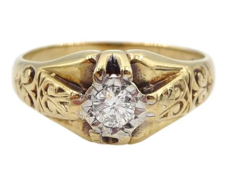 9ct gold single stone round brilliant cut diamond ring, Sheffield 1977, diamond approx 0.25 caratCondition Report:Approx 6gm,