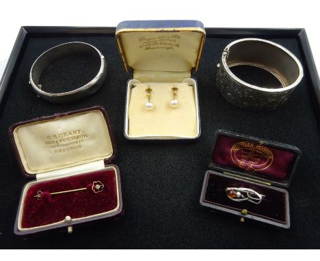 Early 20th century and later jewellery including silver Charles Horner paste brooch, Chester 1913, in original box, pair of 9