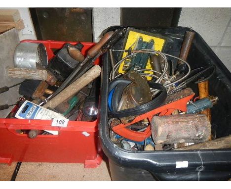 2 boxes of assorted hand tools including Hammer's, screw drivers, files etc.,