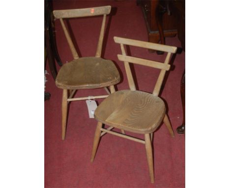 A near pair of mid 20th century Ercol light elm child's chairs