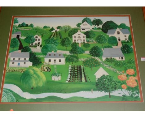 Barbara Bustetter Falk (Amer. b.1928) - Norwalk revisited, lithograph, 55 x 65cm 