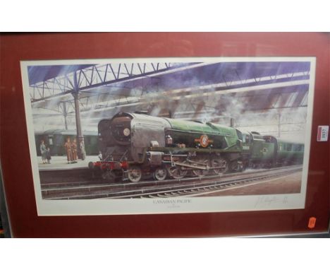Assorted railway pictures and prints to include; J E Wigston - Canadian Pacific signed lithograph (6)