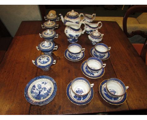 Royal Doulton Fine China Booths 'Real Old Willow' tea ware comprising sugar bowl with lid, creamer, milk jug, five teacups, s