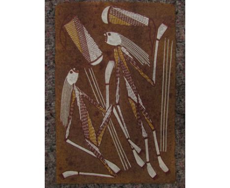 Aboriginal art on card, pencil on verso Terry Maralngurra, 'Mimi spirits of the dreamtime', 19cm x 29cm (see attached details