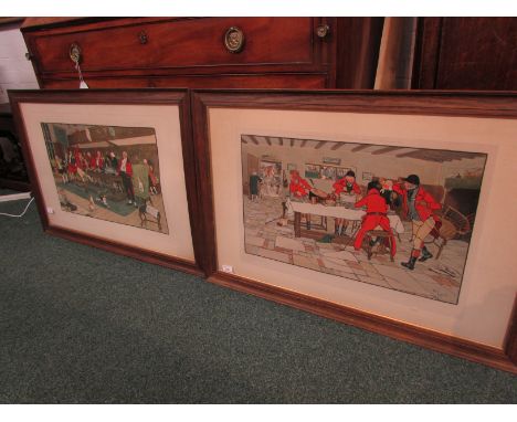 After Cecil Aldin (1870-1935) - two 'Fallowfield' colour prints - 'The Hunt Supper', signed and dated in plate 1900, signed i