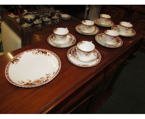 Radfords bone china tea set comprising seven side plates, five saucers, six cups and cake plate