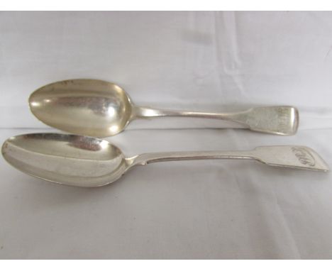 George IV silver table spoon and William IV silver table spoon - the first marked for London, 1830, maker's stamp C.S, termin