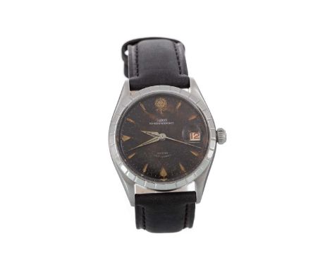 TUDOR PRINCE OYSTERDATE STAINLESS STEEL MANUAL WIND WRIST WATCH  the round dial with arrowhead hour markers, rose motif at 12