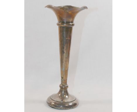 A George V silver trumpet-shaped vase, with loaded base, Chester 1910, 19.5cm high CONDITION REPORT: If you require further i