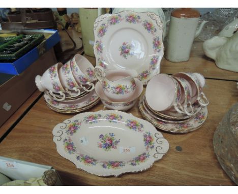 A Tuscan tea service having floral design on pink ground