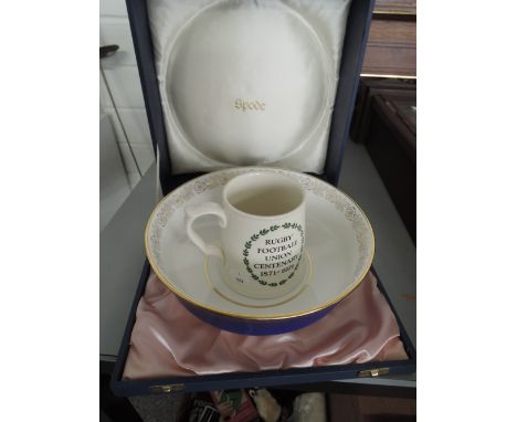 A Spode bowl and ceramic tankard commemorating The Rugby Football Union Centenary 1871-1971 (bowl 1/50 limited edition)