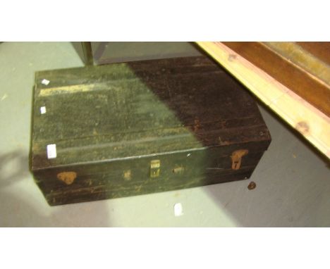 Vintage painted tin trunk