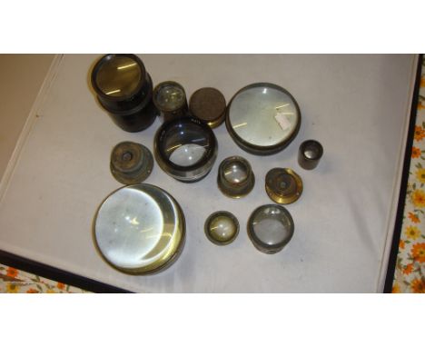 Collection of assorted antique and vintage camera, projector and magic lantern lenses