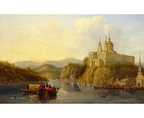John Wilson Carmichael (British 1799-1868): 'Monastery of Malk on the River Danube', oil on canvas signed with monogram and d