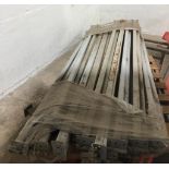 Used- Steel Racking. Approximately (5) uprights of 156" x 41.5" and (14) cross-beams of 96".