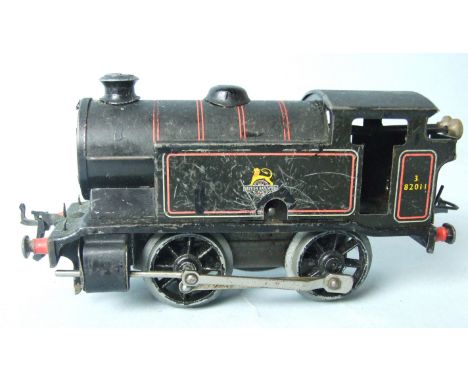 O Gauge, Hornby Type 40 0-2-0 clockwork tank engine, black BR, no.82011 and a scratch-built 5600 Class electric 0-6-2T locomo
