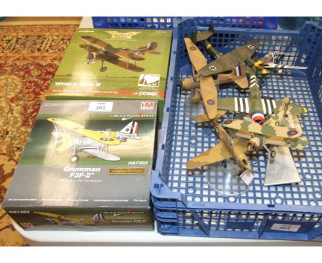 Corgi, Aviation Archive, AA36201, Gloster Gladiator Mk II, HM HA7302 Grumman F3F-2, both boxed, and unboxed diecast aircraft.