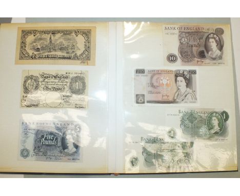 A British Military Authority one-pound note, 40K 129535, a ten-shilling note O1K 430003, a five-shilling note K, a two-shilli