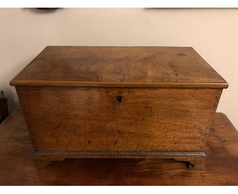 Small mahogany blanket box c1800 on bracket feet missing candle drawer 49w x 29h x 26d
