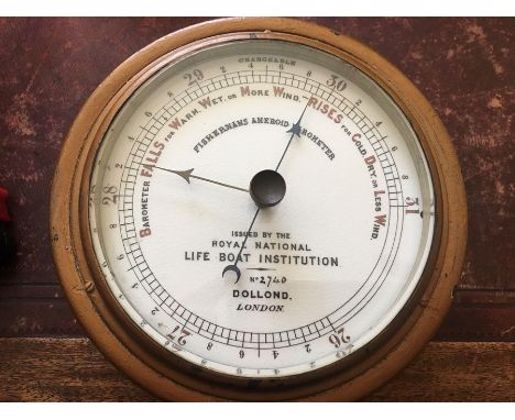 Fisherman aneroid barometer issued by the Royal National Life Boat - Institution no. 2740 Dolland - 17cms d