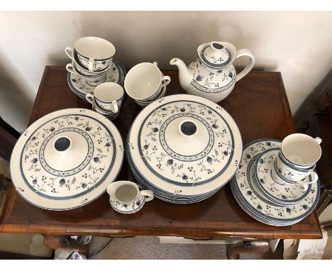 Royal Doulton part tea, coffee and dinner service Cambridge pattern inc. 2 tureens lacking sugar.