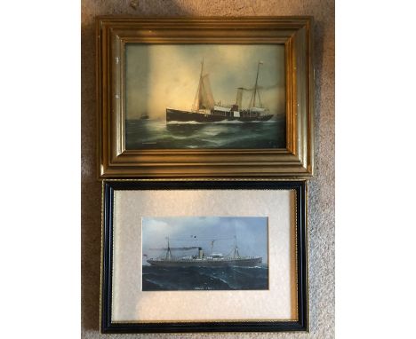 Ship's portrait  of "Eagle Point, and a print of SS Commander by HR