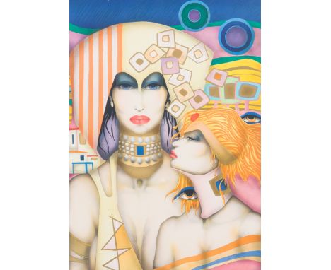 Jef Van Tuerenhout (1926-2006): 'L'idole', lithograph in colours, ed. 65/150Work: 76 x 53,5 cm Paper: ca. 85 x 60 cm Frame: 1