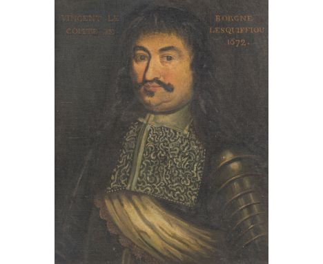 French school: Portrait of Vincent Le Borgne, comte de Kervegan (Kerruegant), chevalier seigneur de Lesquiffiou, dated 1672, 