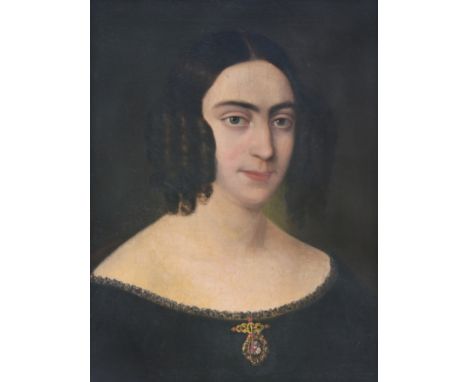 European school: Portrait of a lady, possibly Delfina Potocka, oil on canvas, 19th C.Work: 53 x 42 cmFrame: 61 x 49 cm