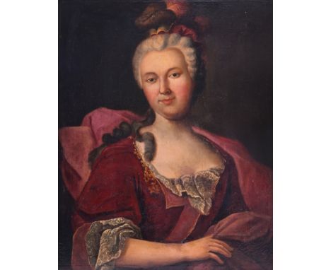 Austrian school: Portrait of a lady of standing, oil on canvas, 18th C.Work: 76 x 61 cm Frame: 77,5 x 63 cm