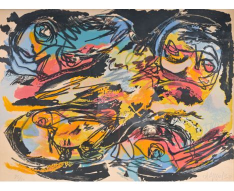 Karel Appel (1921-2006): Composition, lithograph in colours, ed. 43/50, dated (19)58Work: ca. 74,5 x 55 cm Frame: 90,5 x 72,5